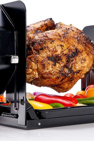 Roto Tisserie! Non Electric Rotisserie Machine. Portable for Convection Oven, Air Fryer Oven, BBQ Rotisserie, Fire Pit. Self Rotating Spit Roaster for Rotisserie Chicken, Shawarma, and 5lbs Foods