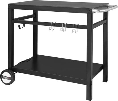 Royal Gourmet Double-Shelf Movable Dining Cart Table,Commercial Multifunctional Steel Flattop Worktable PC3401B