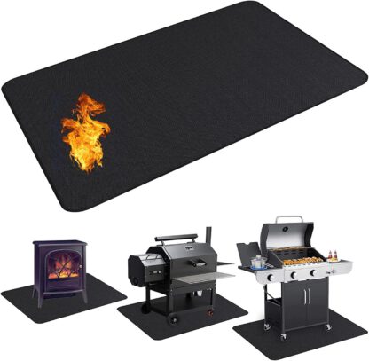 UBeesize 36 x 48 inches Under Grill Mat for Outdoor Grill,Double-Sided Fireproof Grill Pad for Fire Pit,Indoor Fireplace Mat Fire Pit Mat,Oil-Proof Waterproof BBQ Protector for Decks and Patios