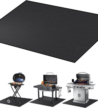 Under Grill Mat, 60×42 inch BBQ Floor mats, Deck Patio Protector Mat, Indoor Fireplace Mats Fire Pit Mats, Fire Resistant, Water Resistant, Oil Proof, Easy to Clean Reusable Outdoor Grill Mat