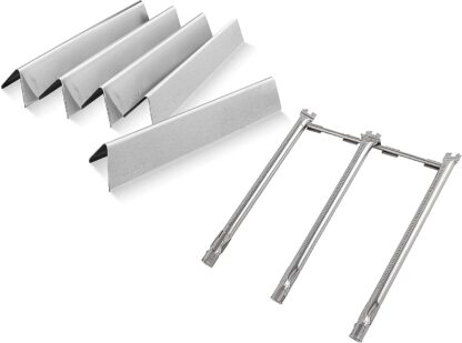 Weber Grill Spirit Replacement Parts, 7636 Weber Spirit Grill Parts 15.3 Inch Flavorizer Bars with 69787 Burner for Weber Spirit I & II 300 Series, Spirit E310 E320 E330 S310 S320 S330