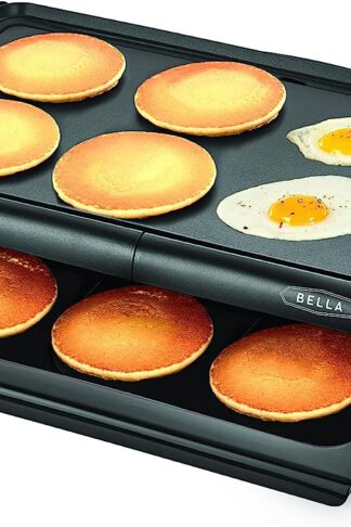 BELLA Electric Griddle with Warming Tray - Smokeless Indoor Grill, Nonstick Surface, Adjustable Temperature & Cool-touch Handles, 10" x 18", Copper/Black