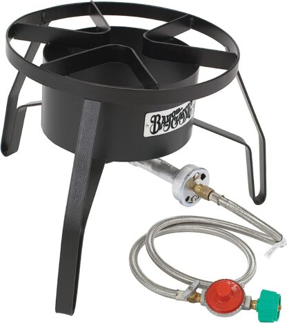 Bayou Classic Heavy Duty Steel Single Burner High Output Outdoor Stove Propane Gas Cooker with 10-psi Regulator Perfect for Frying, Steaming, Crawfish Boils, Home Brewing, Maple Syrup Prep