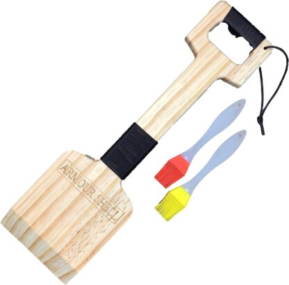 Cedar Wood Grill Scraper - BBQ Brush Scrubber Tools with Barbecue Grilling Brushes Accessories for Men. The Ultimate Gift for Your Husband, Father, Boss, That They Will Surely Love from Armour Shell