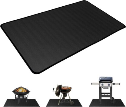 Extra Large BBQ Under Grill Floor Mats, 60 * 40 Inch Deck and Patio Protective Mat, BBQ Grill Pads for Outdoor Smokers, Weber Gas Grills, Fireproof Fire Pit Mats Prevent Floor from Ember Damage