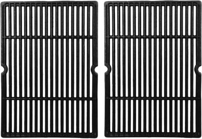 GGC 18 1/4 Inch Grid Grate Replacement for Charbroil, Coleman, Kenmore, Master Forge, Thermos, Uniflame, Master Forge and Others, 2 PCS Porcelain Coated Cast Iron Cooking Grid (18 1/4 x 13 1/8)