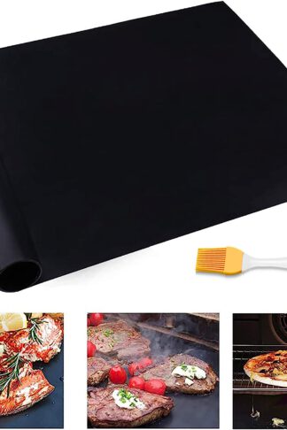 Grill Mat, 70" x 16" Grilling Mats for Outdoor Grill Nonstick, BBQ Silicone Grill Mat Accessories for Griddle, Cut to any Size, Resuable and Easy to Clean, Works On Charcoal Electric Gas Grill - Black