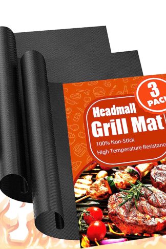 Grill Mats for Outdoor Grill 3 Pcs, 100% Non-Stick HEADMALL BBQ Mats, Easy to Clean, For Barbecue Grilling & Baking, Electric Grill Gas Charcoal BBQ - 15.75 x 13 inch