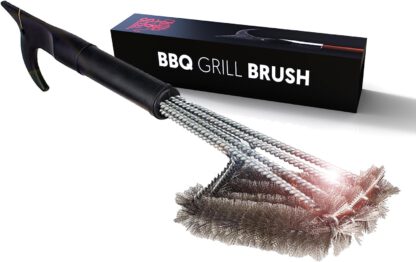 Jolly Green Products 4-in-1 Grill Brush and Scraper, Steel Bristles, Grill Cleaner with 18-Inch Handle, Will Not Scratch or Damage Grate, Perfect BBQ Grilling Gifts for Men