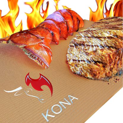 Kona Copper Grill Mats - Best Non Stick BBQ Grilling Mats For Gas Grills, Electric, Charcoal, Smokers (Set of 2)