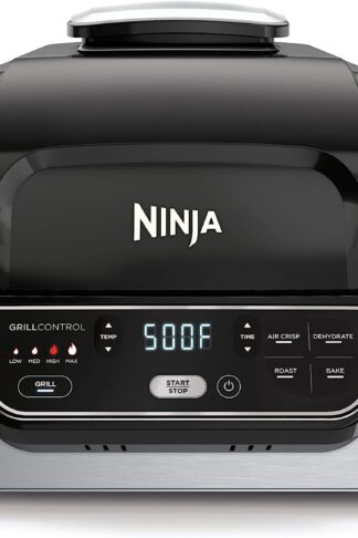 Ninja AG301 Foodi 5-in-1 Indoor Grill with Air Fry, Roast, Bake & Dehydrate, Black/Silver