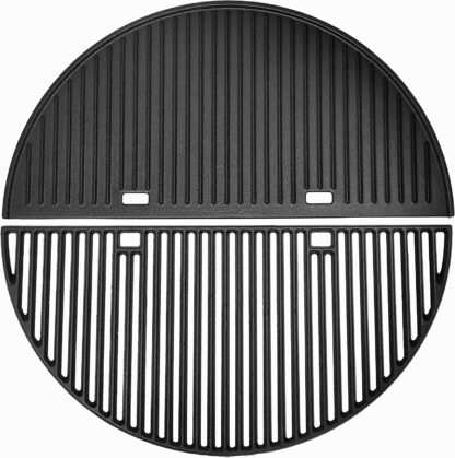 WINTRON 24-in Half Moon Cast Iron Cooking Grate Reversible Grill Griddle Combo for Kamado Joe Big Joe, Pro Joe, Weber Summit E6/S6 & Other 24-in Kamado Charcoal Grills
