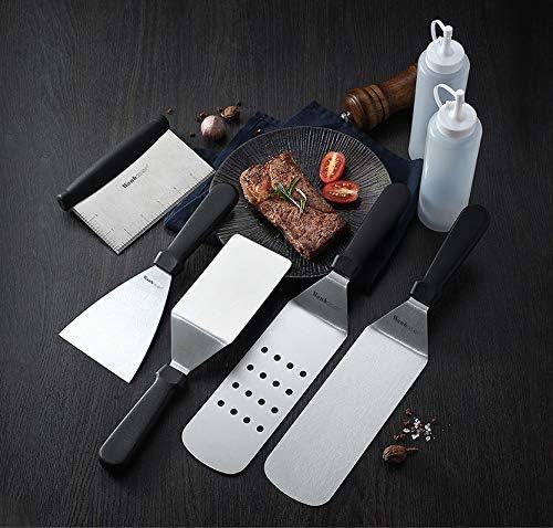 Wanbasion 7 Piece BBQ Griddle Accessories Kit, Flat Top Griddle Accessories, Griddle Tools Spatulas Set with Griddle Spatula Flipper Scraper Bottles for Outdoor Camping