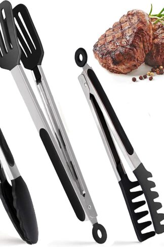 4 Pack Silicone Cooking Kitchen Tongs Kit - Kitchen Tongs For Cooking With Silicone Tips, BPA Free Non-Stick BBQ Grilling Cooking Tongs, Food Tong, Pasta Tong, Spatula Tong, Silicone Tongs For Air Fryer