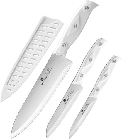 3-pc, Chef Knife, Ultra Sharp Kitchen Knife, High Carbon Stainless Steel Chef knife set, 8 inch Chefs knife, 4.5 inch Utility Knife, 4 inch Paring Knife