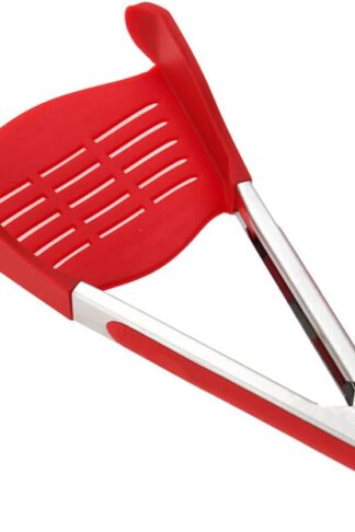 2 in 1 Spatula Tong,10 inch Silicone Kitchen Tong for Cooking Non- Sticky Openwork Design BBQ Salad Cooking Tong Set Spatula Tong Heat Resistant Toaster Pasta Tong Set, Food-Grade, BPA Free