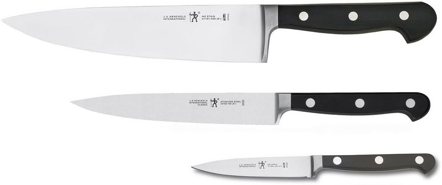 Classic Razor-Sharp 3-Piece Kitchen Knife Set, Chef Knife, Paring Knife, Utility Knife, German Engineered Informed by 100+ Years of Mastery
