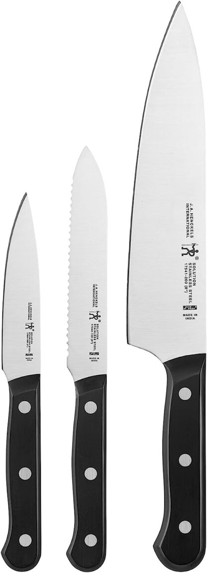 Solution Razor-Sharp 3-Piece Kitchen Knife Set, Chef Knife, Paring Knife, Utility Knife, German Engineered Knife Informed by over 100 Years of Mastery