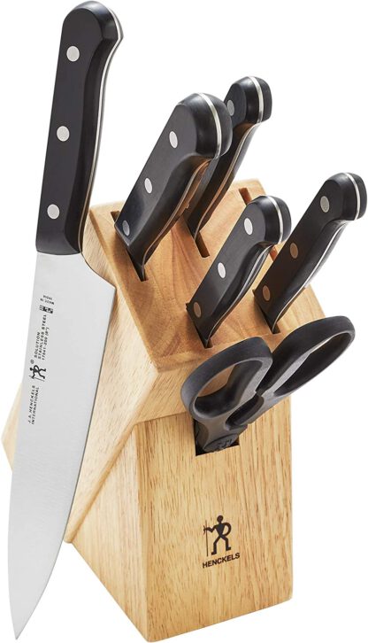 Chef Knife, Bread Knife, Solution Razor-Sharp 7-pc Knife Set, German Engineered Informed by 100+ Years of Mastery, Brown