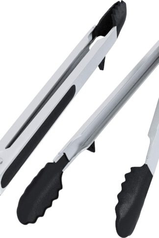 BBQ Grill Tongs Set - Stainless Steel With Silicone Tongs for Cooking, Barbecue & Grilling - Grill Mat Safe, 16 and 14 Inch