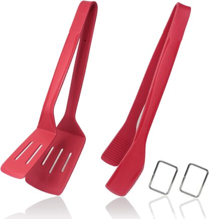 Silicone Kitchen Tongs for Cooking 11 Inch Premium Spatula Tongs Set with Stainless Steel Core for BBQ Clamp, Beefsteak Turner Flipper, Salad tongs, Flipping Fish, Fried Steak Clamp, Toast tongs