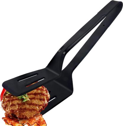 Silicone Kitchen Cooking Tongs, Premium Stainless Steel Silicone Barbecue Clamp, Multipurpose BBQ Clamp Spatula for Gripper Bread Clip, Fried Steak Clamp, Flipping Fish, Toast Salad Tongs (11 Inch)