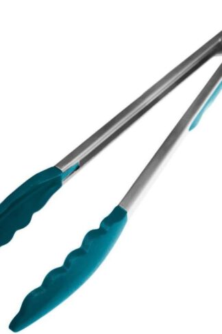 Premium Silicone Kitchen Tongs 12-Inch- Stainless Steel with Non-Stick Silicone Tips, High Heat Resistant to 600°F, For Cooking, Serving, Grill, BBQ & Salad (Teal Blue)
