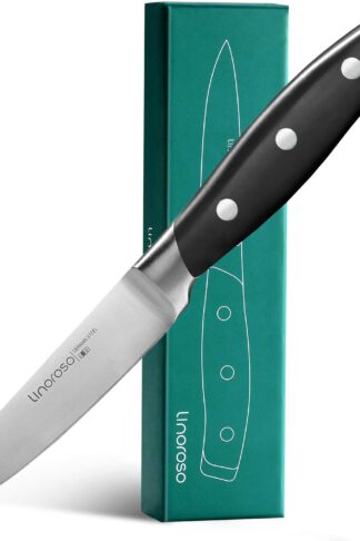 linoroso Paring Knife 3.5 inch Small Kitchen Knife with Elegant Gift Box, Sharp Forged German Carbon Stainless Steel Fruit Knife, Full Tang, Ergonomic Handle-Classic Series