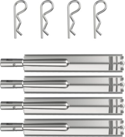 LS'BABQ Grill Burners Replacement Parts for Bull Grill, Cal Flame Aussie Blaze Bakers Chefs Jenn AIR Thermos Turbo CharBroil, 4 Pack Heavy Duty Cast Stainless Steel Bull Grill Burner