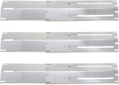 Criditpid Universal Stainless Steel Heat Plate Shield Flame Tamer Replacement for Brinkmann, Charbroil, Weber, Chargriller, 3-Pack Burner Cover for Charbroil Grill, Extends from 11.75" up to 21" L